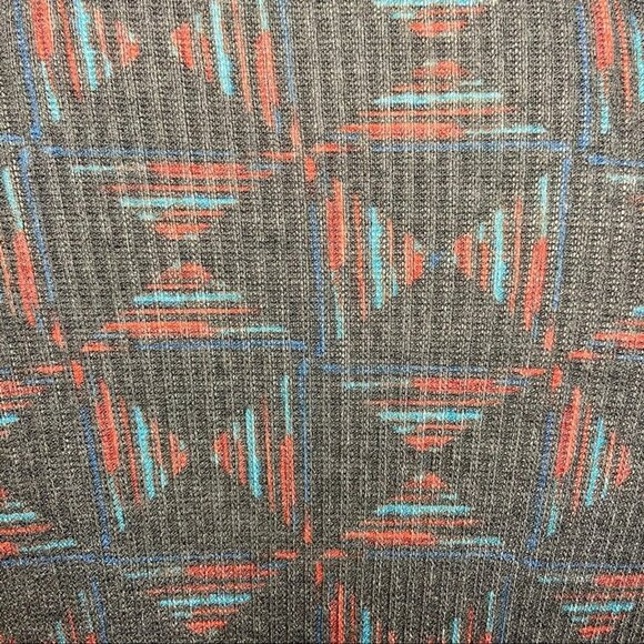 LuLaRoe Sarah Duster Cardigan – Gray Rib Knit, Abstract Print, Pockets, M - Picture 3 of 7